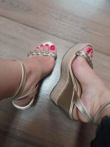 Women's Platform Wedge Sandal, Comfortable, Luxurious, New Release, Modern - Vàng - Xem 5