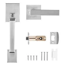 Front Door Handle, Square Entry Handle Set With Lever, No Lock, Adjustable Hole Space, Zinc Alloy Die-Casting, Reversible For Right And Left Handed Entrance And Front Doors, Satin Nickel - No Lock, Satin Nickel - View 8