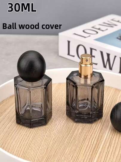 زجاجة عطر فاخرة سعة 30 مل ذات خيوط، زجاجة عطر زجاجية سوداء قابلة لإعادة التعبئة محمولة/زجاجة رذاذ متعددة الأوجه، عينة عطر زجاجية فاخرة