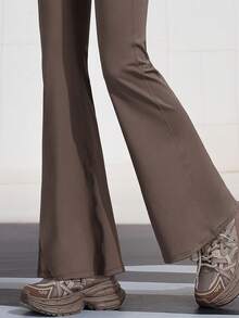 CAMEL CROWN 女士户外休闲裤，高腰黑色修身喇叭瑜伽裤，透气防晒修身休闲裤 - 法式棕 - 查看 2