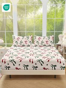 1件卡通圣诞床笠，圣诞床上用品，床垫保护套，床罩，床笠，圣诞家居装饰，舒适家纺，透气防起球床垫保护套，柔软亲肤，圣诞蝴蝶结图案床罩，柔软舒适的卧室床上用品，双人床笠，圣诞装饰，圣诞节，圣诞家居装饰，圣诞礼物，家居圣诞装饰，粉色圣诞装饰 - 彩色 - 查看 9