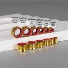 2件装新款酷炫双色圆形不锈钢耳扩，适合身体佩戴，可穿刺，朋克风，低过敏性，女士礼物 - 圓形的 - 查看 10