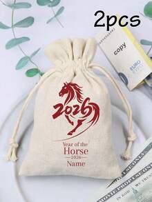 LICVIC Custom Drawstring Gift Bag With Festive Design And Name, Personalized Keepsake Pouch, Celebrations And Surprises, Customized Money And Note Holder For New Year Moments, Happy Bride, Customizable Small Bag Ideal As Thoughtful Present, Family, Friends - Multicolor - View 13