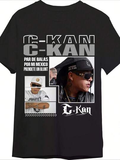 Men's Summer Letter Print Crew Neck Casual Short Sleeve T-Shirts. Trendy Must - Have C - KAN Printed Black Short - Sleeve T - Shirt