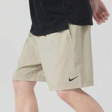 Nike Dri-Fit Dri-FIT 純色腰部抽繩速乾休閒短褲 男款 - 淺卡其色 - 查看 6