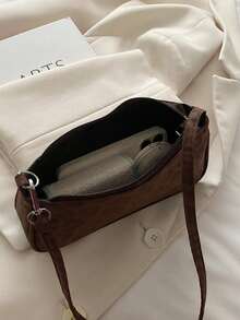 Nueva bolsa de hombro versátil y de moda con textura, bolso de mano para mujer - Marrón - Ver 4