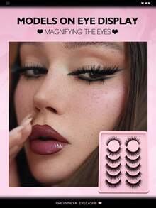 GROINNEYA 新款 6 对卡通假睫毛，打造湿润妆效，漫画风格，动漫风格，自然妆感，交叉纤长款，柔软仿貂毛，时尚浓密，条状假睫毛，适合节日、庆典、派对等场合，可重复使用，延长睫毛。 - 漫畫款濕睫毛 - 查看 2