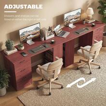 HOMCOM Computer Desk, Writing Table, PC Workstation With 3 Storage Shelves And Drawers, Silver Handle, For Home Office, White - Brown - View 6