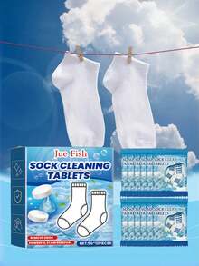 Jue Fish;5G*12pieces;Socks Cleaning Effervescent Tablets Gently Clean Stubborn Stains,Ocks Cleaning Tablets, Clean And Fragrant White Socks Cleaning Tablets - Solid State - View 4