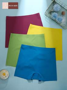 4pcs/Pack Seamless Silk Briefs, Smooth Edging, Skin-Friendly Comfortable Everyday Panties - Multicolor - View 1