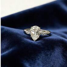 1pc 2 Carat Pear Cut Moissanite Engagement Ring, Elegant Wedding Ring, Best Choice For Proposal, Engagement, Wedding, Party, Daily Wear - Silver - View 10