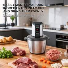 SOKANY 06022 Multifunctional Food Grinder, Built-In 800W Pure Copper Motor, 3L Large Capacity, 304 Stainless Steel Body, Wear-Resistant And Anti-Drop, 3-Speed Adjustment, Suitable For Vegetables, Baby Food And Other Ingredients, Ideal For Home/Commercial Daily Cooking - EU C Type Plug(220-240V) - View 5