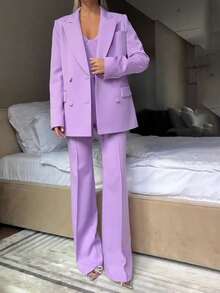 Autumn Temperament Fashion Commuter Suit Suit Bra Pants Jacket Three-Piece Set - Màu tím  Violet - Xem 3