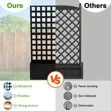 Maceta grande de metal galvanizado con rejilla de privacidad - Maceta para exteriores, agujeros de drenaje para plantas trepadoras, verduras y enredaderas, jardinería en patios - Negro - Ver 6