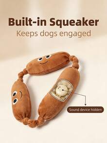 1pc Pet Plush Sound Toy, Dog Shaped Chew Toy, Durable Dog & Cat Teething Toy, Suitable For Self-Play And Training - Multicolor - View 8