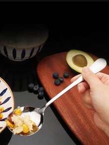 1pc Stainless Steel Thick Serving Spoon, Long Handle Soup Ladle With Holes For Home Use - Multicolor - View 4