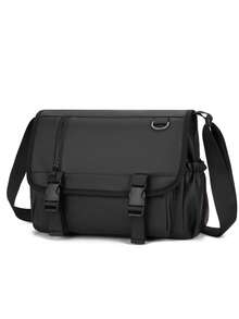 Túi đeo chéo thời trang dung tích lớn, túi xách đeo vai đa năng màu trơn, kiểu dáng tối giản, chống thấm nước, bền chắc, phù hợp cho mua sắm, đi làm, v.v., túi công sở. - màu đen - Xem 3