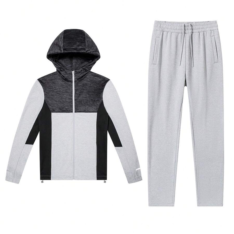 TIANXICO Men's Full Tracksuit Set Sweat Suit Activewear Gym Clothes Track Suits For Men - Grey - View 1