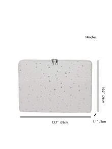 1 chiếc bao đựng laptop học sinh 11"/13"/15", vải in hình ngôi sao, kiểu dáng thường ngày, bảo vệ laptop, phù hợp cho Macbook, HP, ASUS, dành cho nữ sinh, thanh thiếu niên, nam sinh, sinh viên đại học, bao đựng máy tính bảng 9-15", túi chống sốc. - trắng - Xem 3