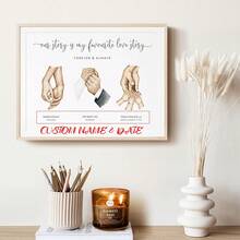 1 pieza Póster personalizado, Personalizar la historia de amor de la pareja Impresión de decoración de pared, Línea de tiempo, Retrato de pareja, Boda, Artesanal familiar, Impreso familiar, Regalo de arte de póster para el hogar, Decoración de sala de estar Póster personalizado, Adecuado para la decoración del hogar - Personalización personalizada - Ver 1