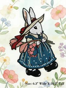 1pc Rabbit Embroidered Cloth Patch Sticker, Cartoon Animal Embroidery Applique, DIY Embroidered Badge, Sewing Material - Multicolor - View 9