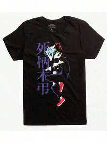 Mens Tshirts Summer Casual Pure Cotton Men's T-Shirt ANIME TOMURA SHIGARAKI Men'S Authentic& Official Graphic Tee- Black Anime Shirt With Japanese Calligraphy, Red& White Graphic Design, Short Sleeve, Breathable Cotton For Casual Wea Comfortable Outdoor Casual Wear Men's Fashion Print Casual T-Shirt Casual Summer T-Shirt, Comfortable Outdoor Casual Wear - 黑色 - 查看 8