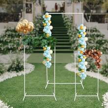 Wedding Metal Backdrop Stands, 3 Pcs Rectangular Balloon Frames, Metal Backdrop Stands Suitable For Weddings, Birthday Parties, Parties(White/Gold) 0.65*1.3m+0.8*1.6m+0.95*1.9m - 白色 - 查看 4