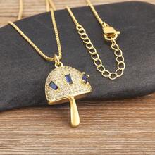 High Quality Mushroom Shape Gold Plated Charm Pendant Necklace For Women Girl Boy Cubic Zirconia Chain Link Jewelry Party Gifts - Gold - View 2