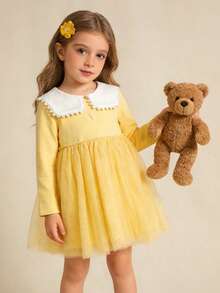 Balabala 2025 Autumn New Young Girl Sheer A-Line Dress - Custard - View 5