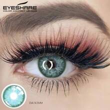 EYESHARE 1副灰色放大双眼自然年抛型大直径彩色隐形眼镜，适合约会或日常佩戴，蓝色镜片 - 琉森藍 - 查看 5