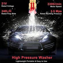 Portable Cordless Pressure Washer,21V Cordless Pressure Washer With Battery-Powered Copper Motor, Power Washer With Multifunction Nozzle, Adjustment Portable Power Cleaner With Copper Extension Rod , With 2 Nozzles, 2 Battery, 5m Hose Cordless Jet Washers  For Car, Garden & Homefor Cars - 黑色 - 查看 8