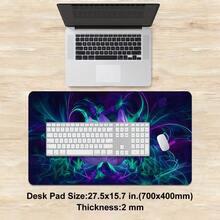 1 covoraș de mouse mare, plat, din cauciuc - design Cyber Glow Lotus, suprafață rezistentă la uzură și pete, ușor de curățat + bază anti-ondulare cu margini blocate + parte inferioară din cauciuc antiderapantă, 3 dimensiuni versatile disponibile, potrivit pentru desktopuri de acasă, configurații de jocuri, spații de meditație, colțuri de studiu/lectură și spații de lucru creative spirituale, ideal pentru fanii esteticii cibernetice mistice și a stilurilor spirituale. - Multicolor - Vizualizare 2