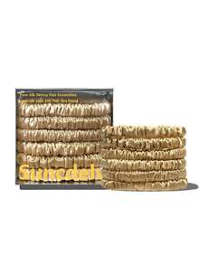 SUNCDELV SLIK 22 Momme 100% Silk Hair Scrunchie Handmade Pure Mulberry Hairbands Silk Hair Ties Scrunchies Set Women Curly Thin Hair Srevela Hair Accessories - Multicolor - View 15