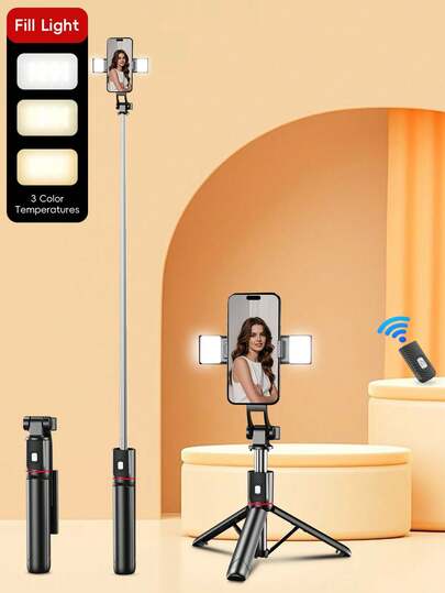 1m Selfie Stick, Portable Wireless Remote Control Smartphone Tripod, Extendable Smart Phone Tripod Stand, 360° Rotation, Compatible With IPhone 17 16 15 14 13 12 11 Pro Xs Max Xr X 8 7 6 Plus And Android Phones, Birthday Gift, Photography And Video Equipment, Travel Gear, Outdoor Gear, Valentine's Day Couples Photography Tool