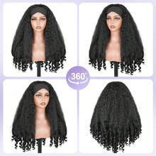 非洲卷发发箍假发，合成编织发质，发尾带有独特的弹性卷曲，22英寸柔软卷发发箍假发，适合，黑色混纺4C型蓬松卷发 - 黑色 - 查看 2