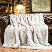 Luxury White Fur Throw Blanket For Couch,Thick Warm Faux Fur Blanket With Black Tip, Fuzzy Fluffy Cozy Sofa Blanket - 白色 - 查看 8