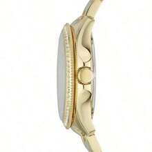 Fossil 42mm Women's Quartz Watch, Gold Dial, Genuine Leather Strap, 50M Water Resistant AM4482 - Gold - View 2
