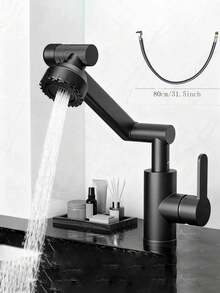 Mechanical Swing Arm Basin Faucet, Plastic Shell, Metal Body, 360° Rotatable; Single Handle Hot And Cold Adjustable, Suitable For Bathroom Basin, Bathtub, And Kitchen With Anti-Splash. Bathroom Hardware Accessory, Compatible With Various Washbasins, Great Gift For Halloween, Christmas, And New Year. - Multicolor - View 15
