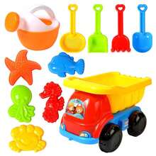 Juego de arena para niños de 11 piezas, juguete para excavar arena de playa al aire jugar con agua, carrito de cuatro ruedas y pala de arena (juego de playa de 11 piezas con carrito de cuatro ruedas) - Naranja - Ver 3