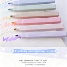Bolígrafos resaltadores de tonos apagados, marcadores de punta suave, marcadores de colores amigables para los ojos, set de resaltadores para estudiantes, adecuado para el año escolar, perfecto como regalo de regreso a clases - Conjuntos - Ver 3