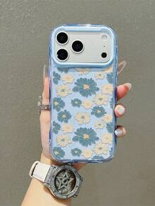 【春日气息】浅蓝色底色搭配蓝黄碎花图案的手机壳，兼容 16、15、14、13、12 Pro Max、11，可爱韩版防震透明边框全包防摔手机壳，艺术治愈风，女生礼物，兼容 17/17 Pro/17 Pro Max/17 Air，情人节礼物，兼容 17 Pro Max、 13、 15、 16手机壳 - 藍色 - 查看 2