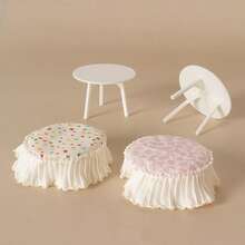 1/12 Scale Miniature Furniture Model, Table With Floral Tablecloth, Mini Living Room Home Decor Prop, Ideal For Dollhouse Decoration And Photography - Multicolor - View 3