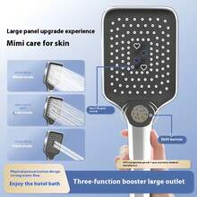 Sistem Penapisan 3 Lapisan PP Menapis 99% Besi Dan Sedimen 3 Mod Spa Hujan UrutGred Makanan Elektroplating Jerman Pemasangan Mudah Dalam 5 Minit Waranti 1 Tahun Shower Head Handheld Bathroom Full Set Paip Air Mandi - White - View 2