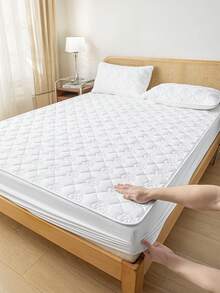 1件防水床笠，床垫保护套，白色床笠，纯色，亲肤透气柔软床笠，纯色床罩，床垫罩，口袋式床罩，卧室保护罩，保护床垫，家居及朋友纺织品礼品，床上用品（不含枕套），秋冬家居装饰 - 白色 - 查看 9