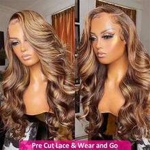 30 Inch 13x4 Lace Front Wigs Upgrade Human Blended Hair 200% Density Body Wave HD Lace Front Wigs Natural Hairline Pre Plucked #P4/27 Highlight Lace Front Wigs For Women - SP4/27 - View 4