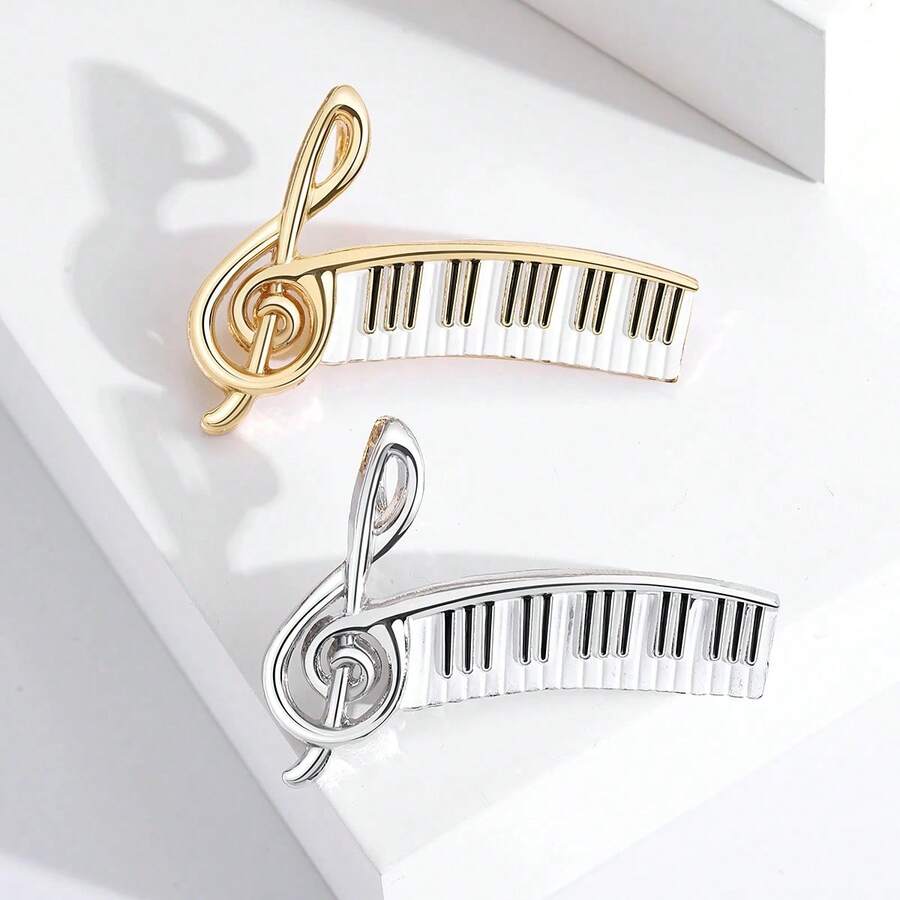 Musical Note Piano Brooch Elegant Clothing Accessory Exquisite Graceful Artistic Instrument Pin Badge European And American Style - Bạc - Xem 1