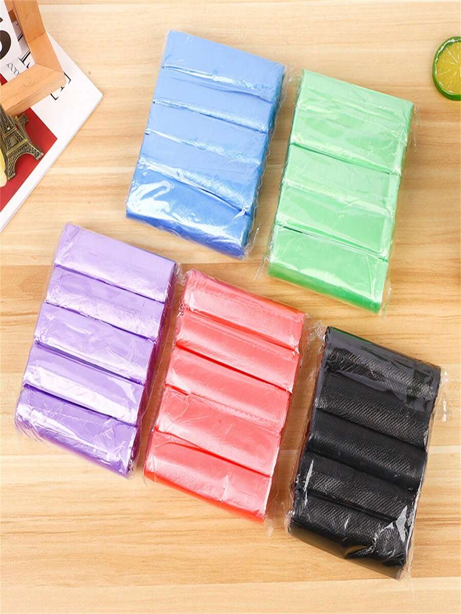 One Package (5 Rolls Of 100 Bags, Each 45cm X 50cm) Of Disposable Continuous Roll Thick Plastic Garbage Bags Are Suitable For Offices, Kitchens, Living Rooms, Classrooms, Hotels, Guesthouses And Restaurants. - Multicolor - View 1