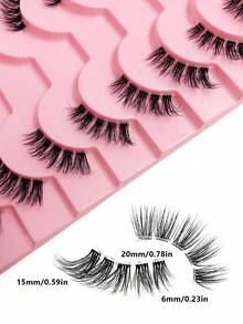 Asiteo Eid Al-Fitr 10 paires de faux-cils à demi-longueur avec bande transparente. Regard naturel, queue d'œil de chat, cils allongés, doux et moelleux, faux-cils en poils de vison naturels. Convient pour le maquillage quotidien, le maquillage de blogueuse beauté, les bandes de faux-cils, les faux-cils, les voyages, la plage, les sorties, les fêtes, les enterrements de vie de jeune fille, les enterrements de vie de jeune homme. - Demi-cils - Voir 6