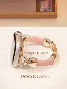 38/40/41/42/44/45/46/49mm Compatible con correas para Apple Watch, correa con patrón de cuadros romboidales de cintura delgada - platino - Ver 21