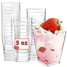 [10pcs/20pcs/25pcs/50pcs/100pcs] Square Transparent Ice Cream Mousse Cups With Lids, Dessert Cups, Pudding Cups, Suitable For Cafes, Snacks, Buffets, Home, Parties, Baking - Low Temperature & Easy To Clean - Clear - View 2